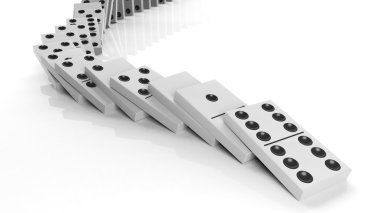 Beyaz izole üste düşen beyaz domino fayans