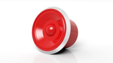 Beyaz arka plan üzerinde izole kırmızı hoparlör.