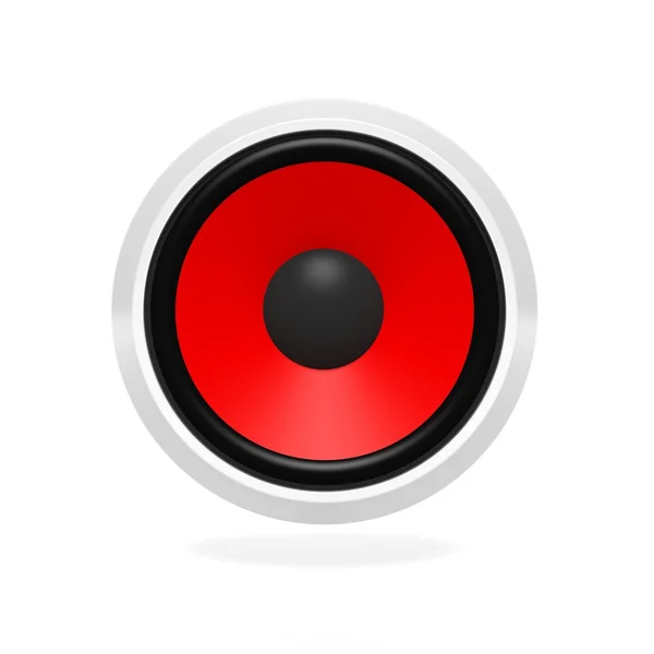 Roter Lautsprecher, isoliert auf weißem Hintergrund. — Stockfoto