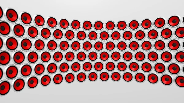 Wall of red speakers abstract background. — Stock Photo, Image