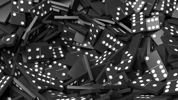 Black domino tiles pile abstract background — Stock Photo, Image