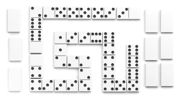 Beyaz domino seti, beyaz arka plan üzerinde izole döşer — Stok fotoğraf