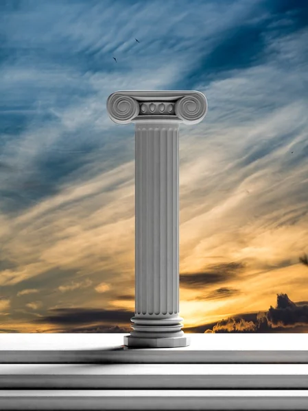 Ancient pillar with sunset sky background. — Stock Photo, Image