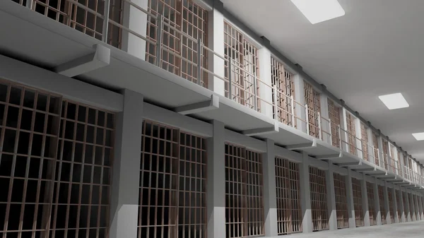 Rows of prison cells, prison interior. — Stock Photo, Image