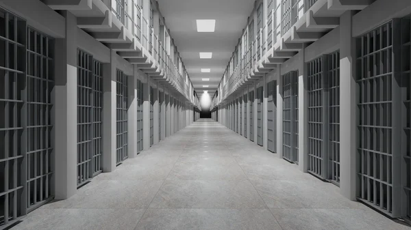 Rijen met gevangenis-cellen, gevangenis interieur. — Stockfoto