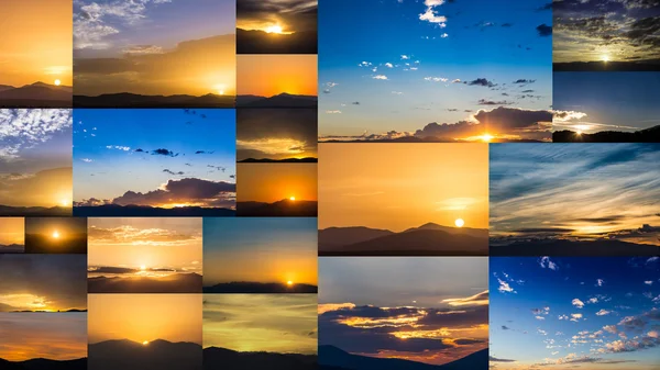 Collage with dawn and dusk nature sky photography Stock Picture