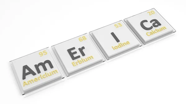 Periodic table of elements symbols used to form word America, isolated on white. — Φωτογραφία Αρχείου