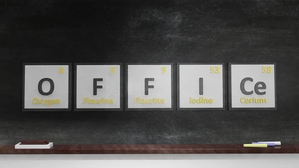 Periodiek systeem der elementen symbolen gebruikt naar vorm word Office, op blackboard — Stockfoto