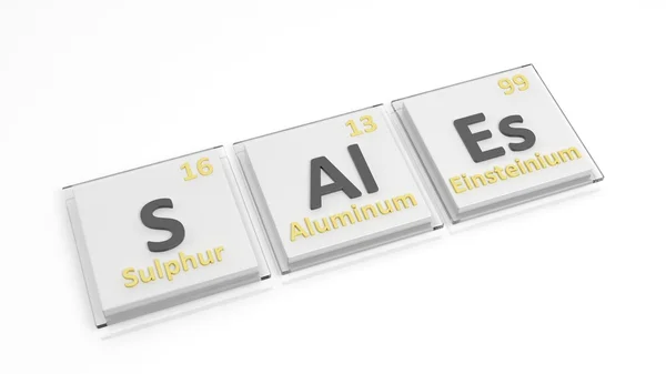 Periodic table of elements symbols used to form word Sales, isolated on white. — Stock Photo, Image