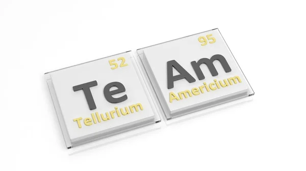Periodiek systeem der elementen symbolen gebruikt naar vorm word Team, geïsoleerd op wit. — Stockfoto