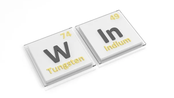 Periodic table of elements symbols used to form word Win, isolated on white. — Stock Photo, Image