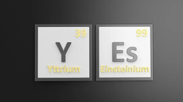Tabela periódica de elementos símbolos usados para formar a palavra Sim, isolado em preto — Fotografia de Stock