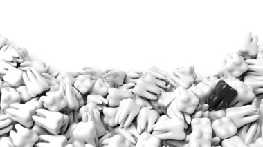 Yığın bir siyah, diş izole boşluk beyaz zemin üzerine.