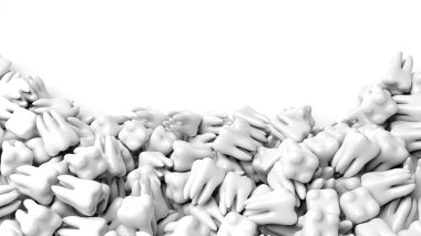 Beyaz dişler, boşluk ile beyaz arka plan üzerinde izole.