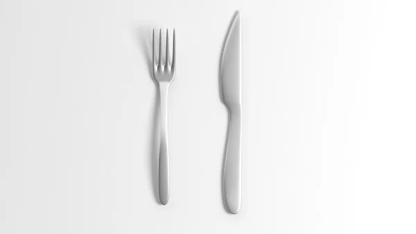 Tenedor y cuchillo, aislado sobre fondo blanco . — Foto de Stock