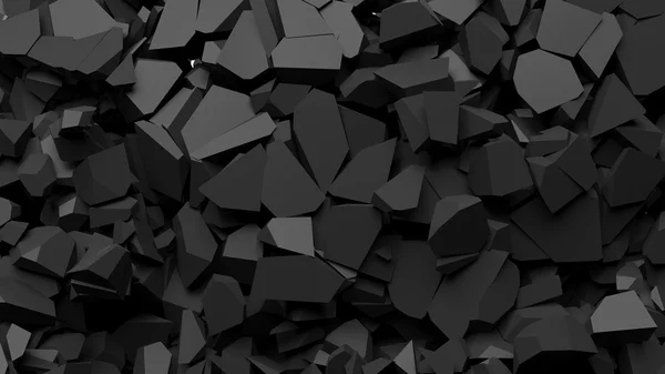 Zwarte verbrijzelde stukken steen abstracte achtergrond. — Stockfoto