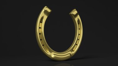 Golden horseshoe, isolated on black background.