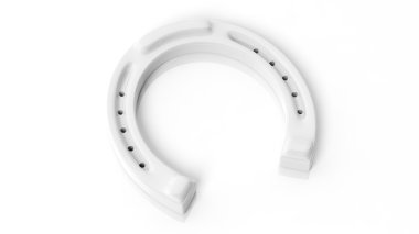 Beyaz at nalı, beyaz arka plan üzerinde izole.