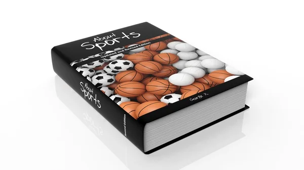 Hardcover book About Sports with illustration on cover, isolated on white background. — Stock fotografie