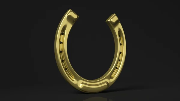 Golden horseshoe, isolated on black background. — Stok fotoğraf