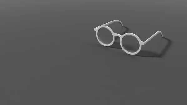 Para białych rundy soczewki okulary, na białym tle na czarnym tle. — Zdjęcie stockowe