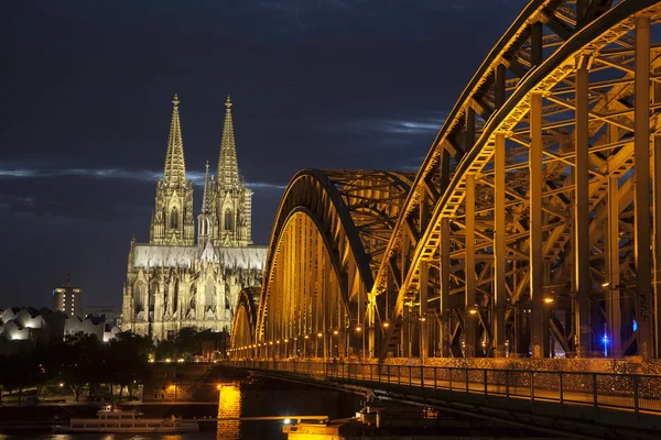 Hohenzollernbrucke Bridge and Cathedral; Cologne — Stock Photo, Image