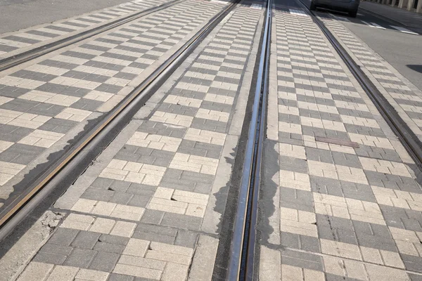 Tram Track in Brussel; België — Stockfoto