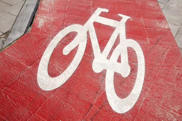 Символ Red Bike Lane в Брюсселе — стоковое фото