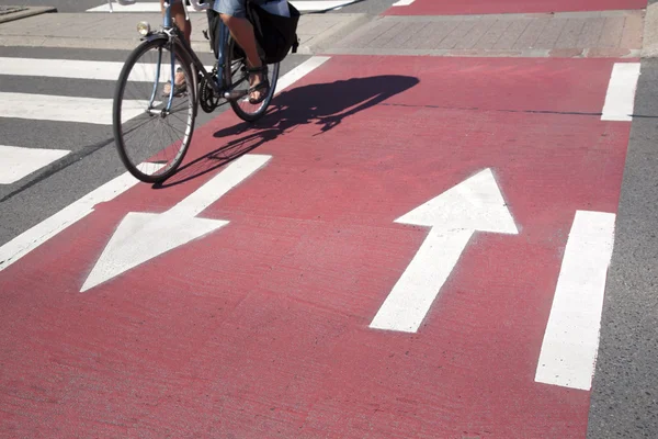 Ciclista en carril bici — Foto de Stock