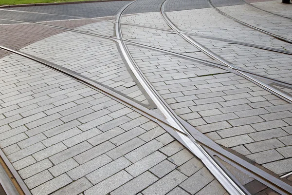 Track van de tram in Rotterdam, Nederland — Stockfoto