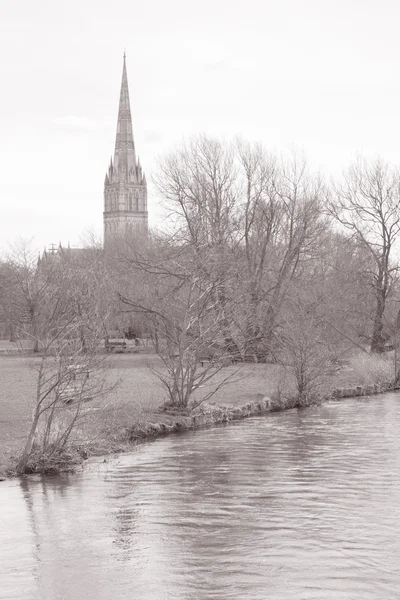 Salisbury Cathedral Facade, Inghilterra, Regno Unito — Foto Stock