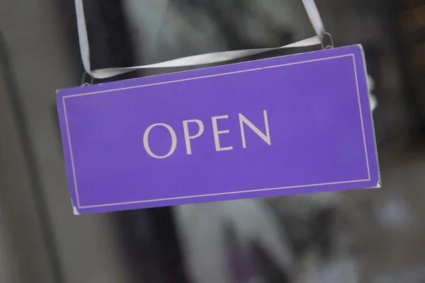 Open Sign on Shop Door Window