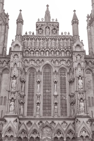 Igreja Catedral de Wells fachada, Somerset — Fotografia de Stock