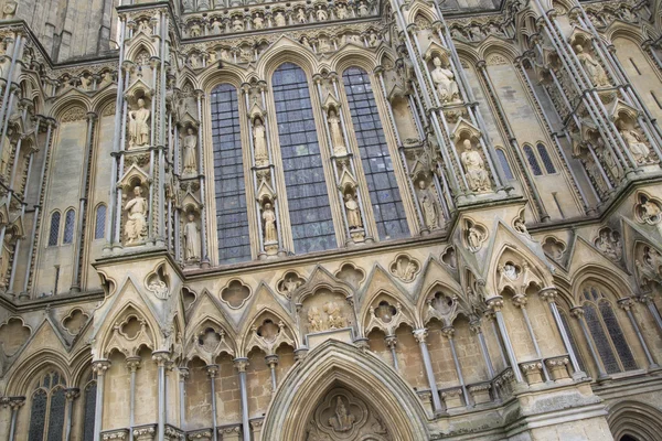 Igreja Catedral de Wells fachada, Somerset — Fotografia de Stock