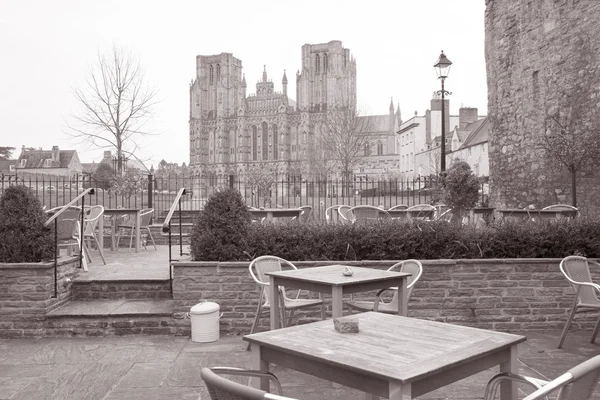 Wells kathedraal kerk gevel, Somerset — Stockfoto