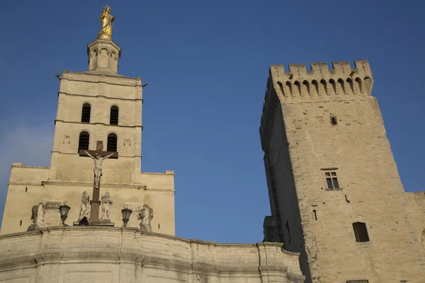 Katedra w Avignon i Palais des Papes Palace — Zdjęcie stockowe