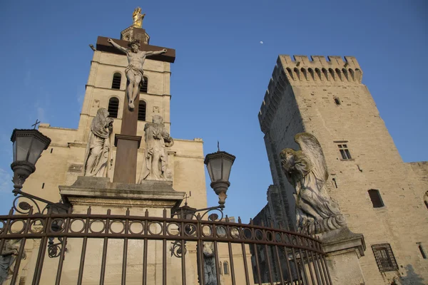 Avignon-katedralen och Palais des Papes Palace — Stockfoto