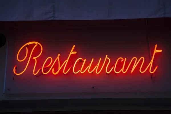 Rood verlichte Restaurant teken — Stockfoto