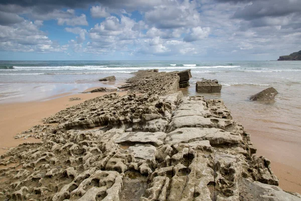 Rocks Formation Bij Langre Beach Santander Cantabrië Spanje — Stockfoto