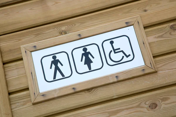 Lady Gentleman Toilet Sign Wooden Background — Stock Photo, Image