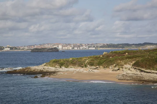 Santander Och Santa Marina Island Från Loredo Cliff Kantabrien Spanien — Stockfoto