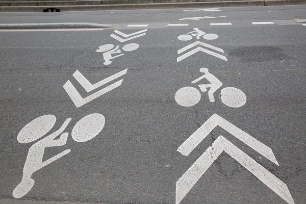 Cycle Lane Symbol Parijs Frankrijk — Stockfoto
