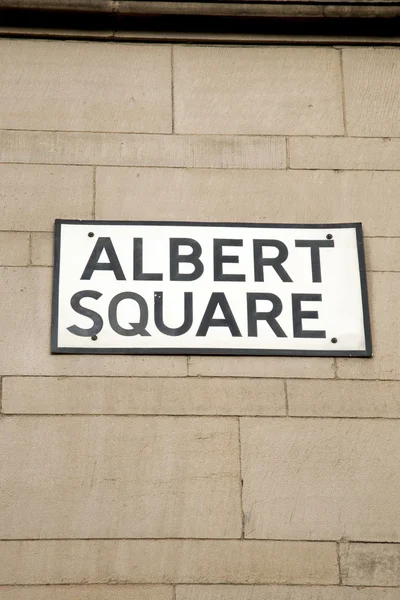 Albert square straßenschild, manchester — Stockfoto