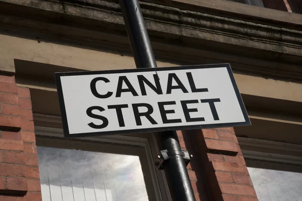 Letrero de calle Canal, manchester — Foto de Stock