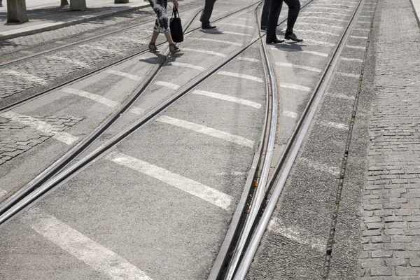 Tram Tracks em Dublin — Fotografia de Stock