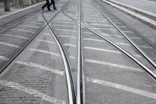 Tram Tracks em Dublin — Fotografia de Stock