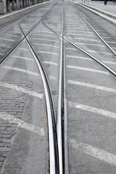 Pistas de tranvía en Dublín — Foto de Stock
