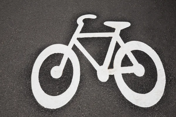 Symbolem na cyklisty se cyklista v Helsinkách — Stock fotografie