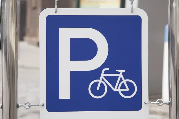 Segno di parcheggio bici blu — Foto Stock