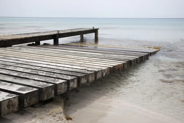 İskele ve İskelesi, Valencians Beach, Formentera — Stok fotoğraf